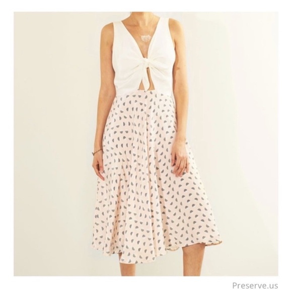 Amour Vert Dresses & Skirts - Amour Vert Silk Pink and Cream A-Line Dress